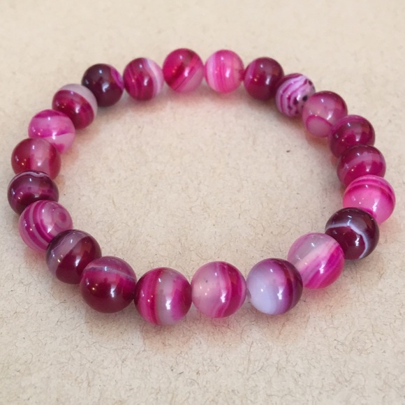 Jewelry - 7” Pink Gemstone Stretch Bracelet